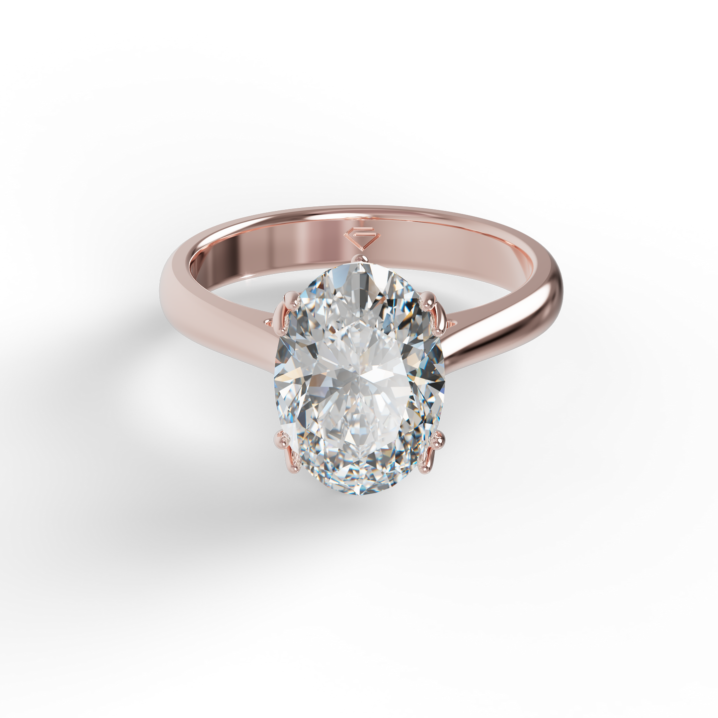 Guru Jewel's Oval Shaped C.Z Solitaire Diamond Studded Silver Ring For Her