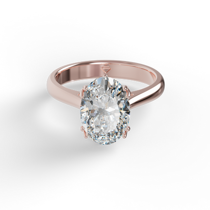 Guru Jewel's Oval Shaped C.Z Solitaire Diamond Studded Silver Ring For Her