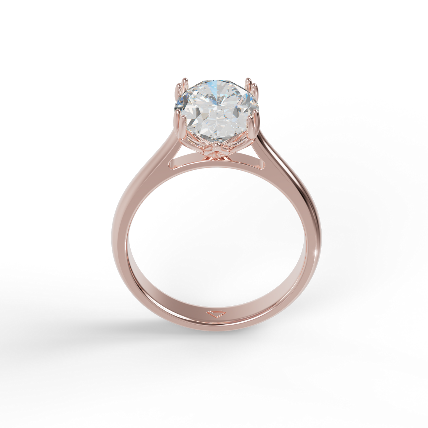 Guru Jewel's Oval Shaped C.Z Solitaire Diamond Studded Silver Ring For Her