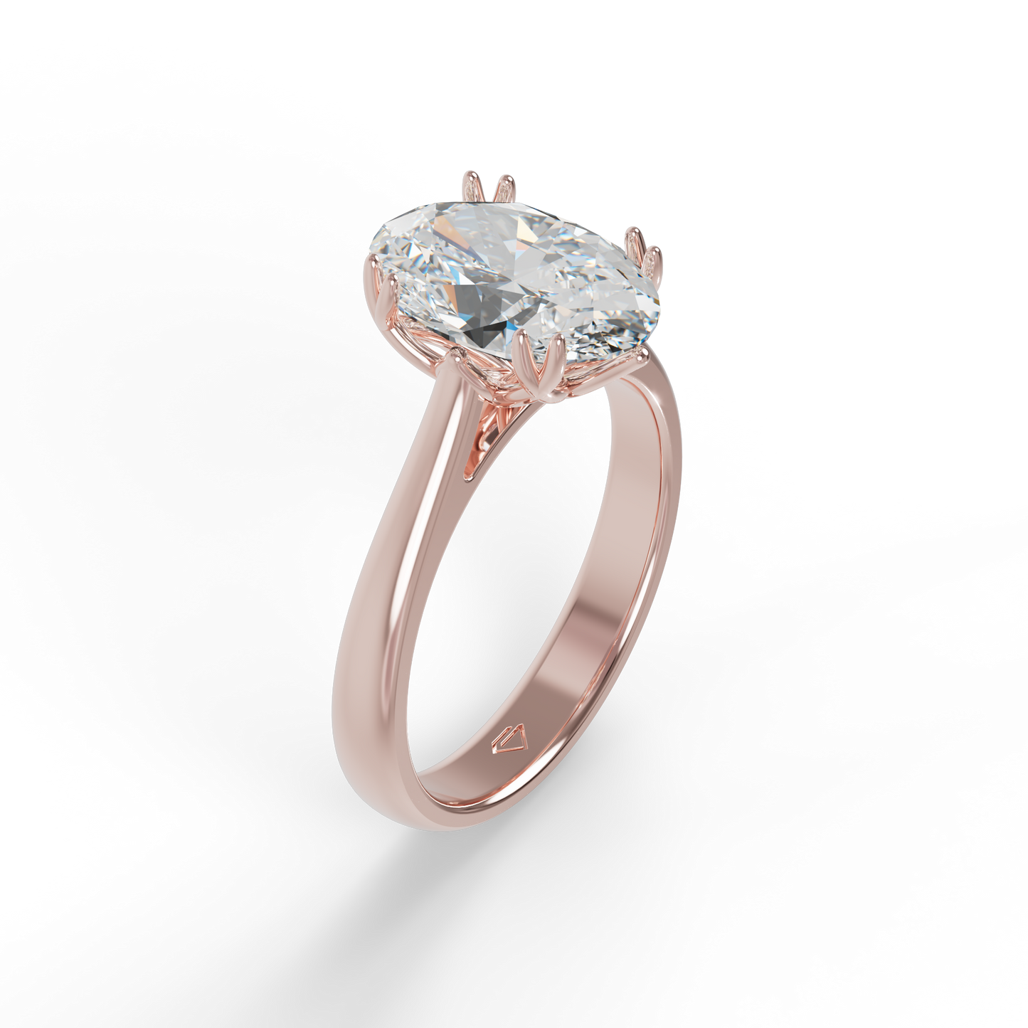 Guru Jewel's Oval Shaped C.Z Solitaire Diamond Studded Silver Ring For Her