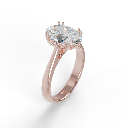 Guru Jewel's Oval Shaped C.Z Solitaire Diamond Studded Silver Ring For Her