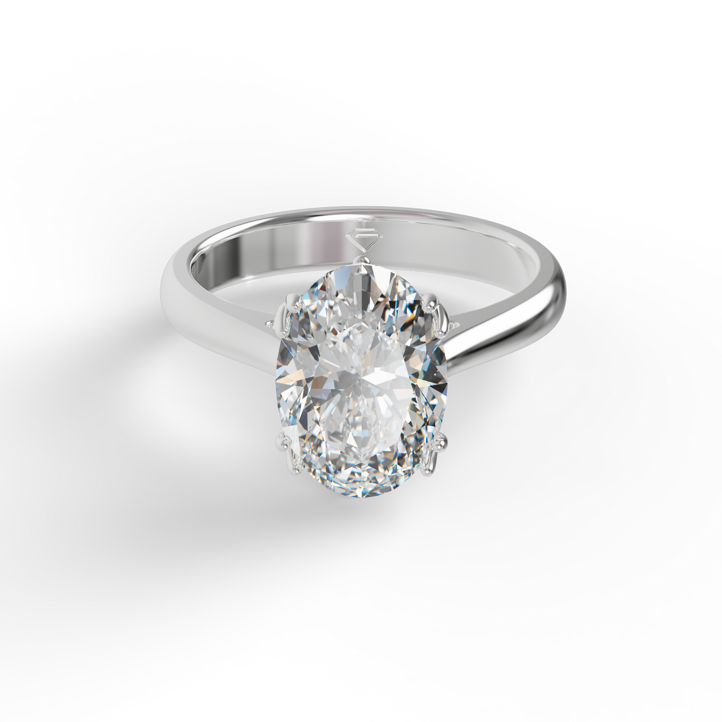 Guru Jewel's Oval Shaped C.Z Solitaire Diamond Studded Silver Ring For Her