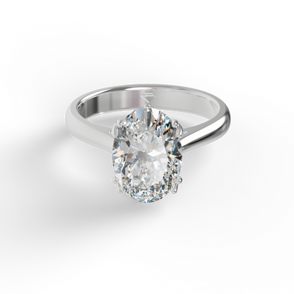 Guru Jewel's Oval Shaped C.Z Solitaire Diamond Studded Silver Ring For Her