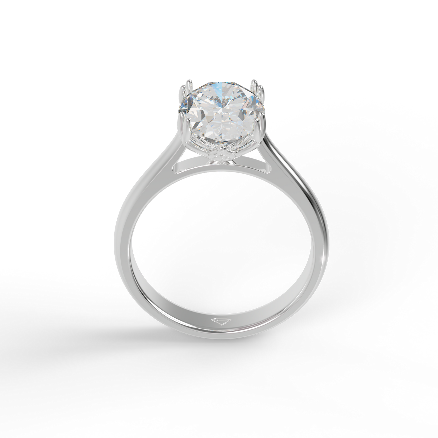 Guru Jewel's Oval Shaped C.Z Solitaire Diamond Studded Silver Ring For Her