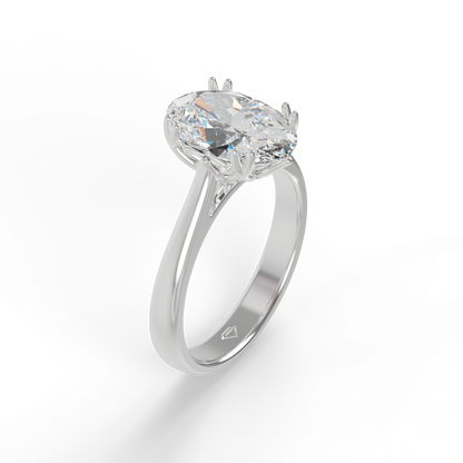 Guru Jewel's Oval Shaped C.Z Solitaire Diamond Studded Silver Ring For Her