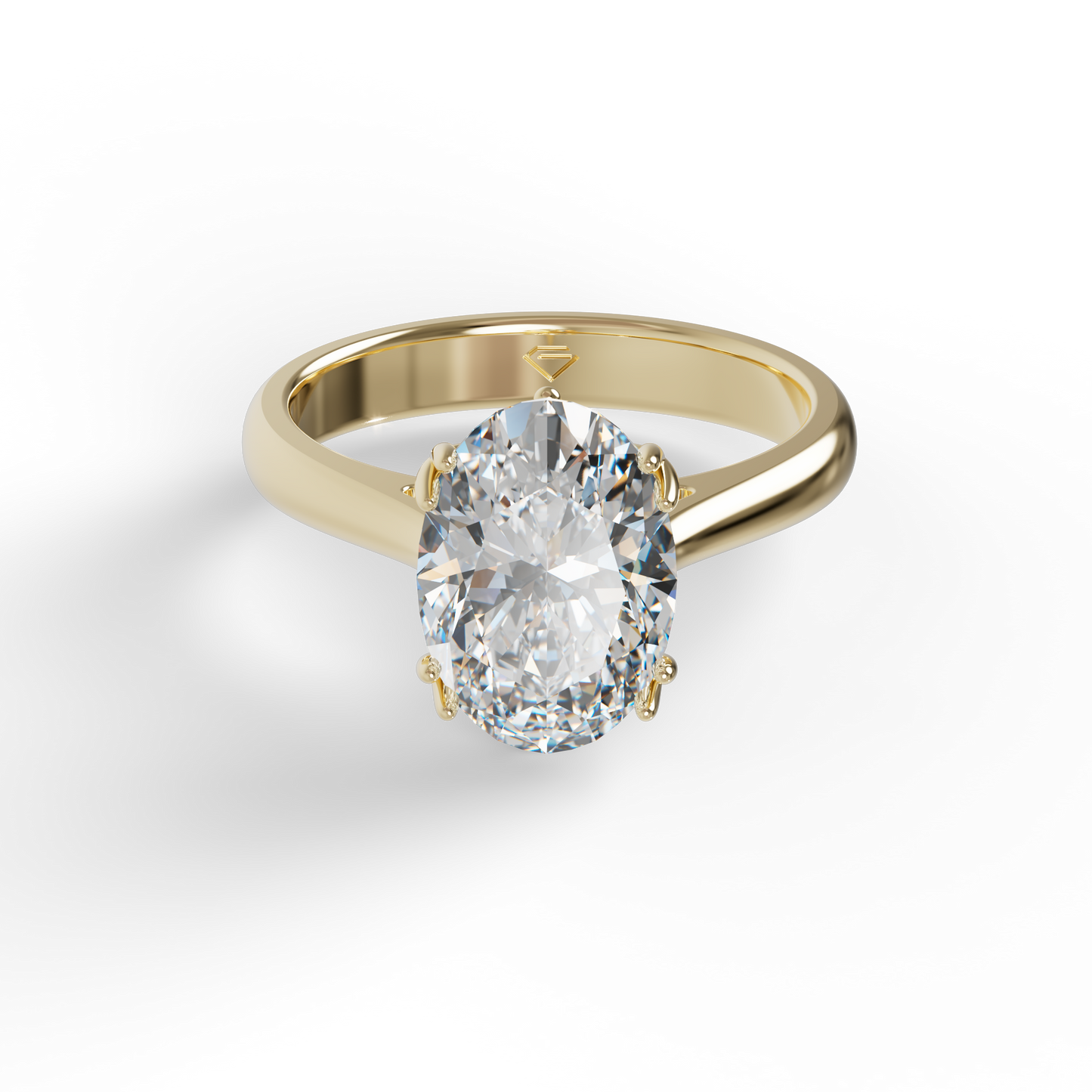 Guru Jewel's Oval Shaped C.Z Solitaire Diamond Studded Silver Ring For Her