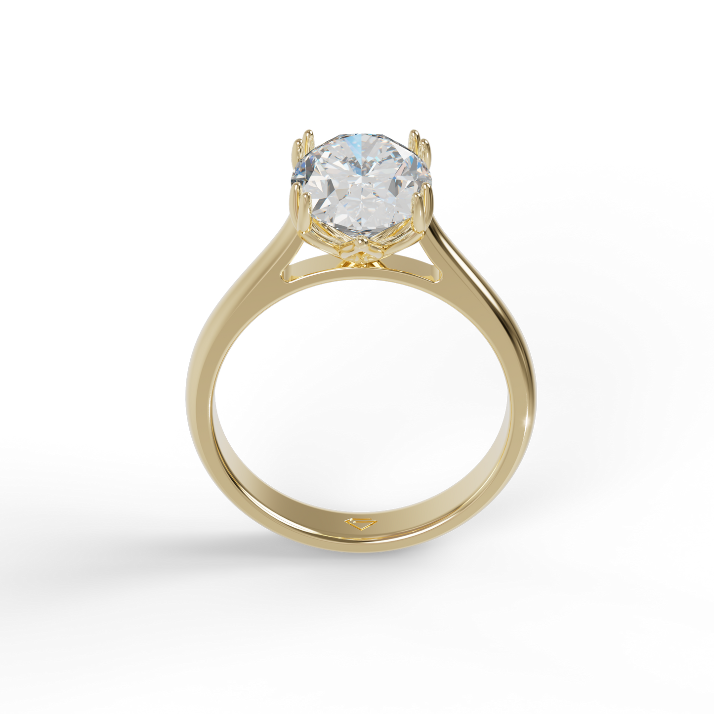 Guru Jewel's Oval Shaped C.Z Solitaire Diamond Studded Silver Ring For Her