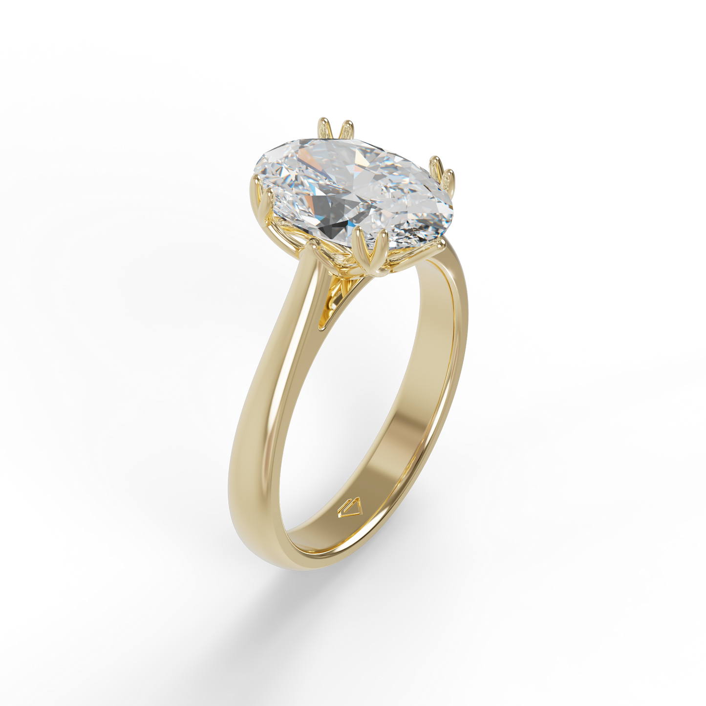 Guru Jewel's Oval Shaped C.Z Solitaire Diamond Studded Silver Ring For Her