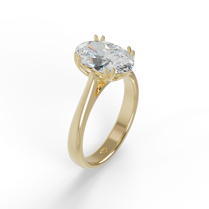 Guru Jewel's Oval Shaped C.Z Solitaire Diamond Studded Silver Ring For Her