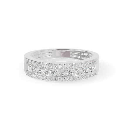 Guru Jewel's Radiant Double-Row Pave Crystal Silver Ring for Her