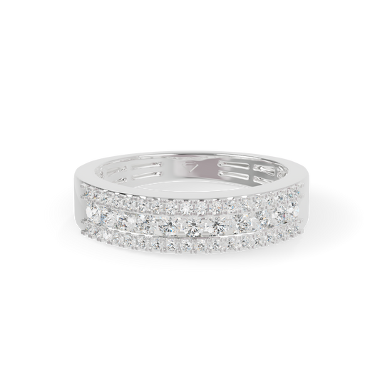 Guru Jewel's Radiant Double-Row Pave Crystal Silver Ring for Her