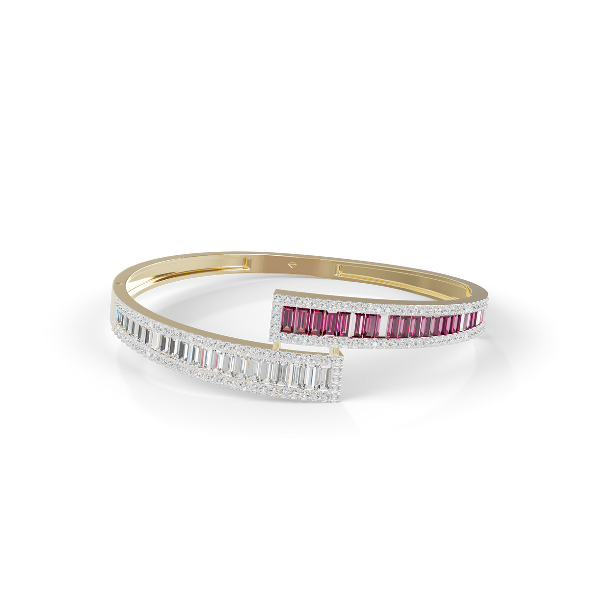 Guru Jewel's Round And Baguette Diamond Studded Fascinating Silver Bracelet For Her