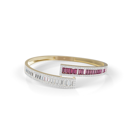 Guru Jewel's Round And Baguette Diamond Studded Fascinating Silver Bracelet For Her