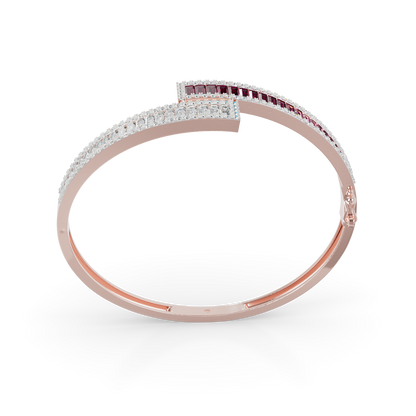 Guru Jewel's Round And Baguette Diamond Studded Fascinating Silver Bracelet For Her