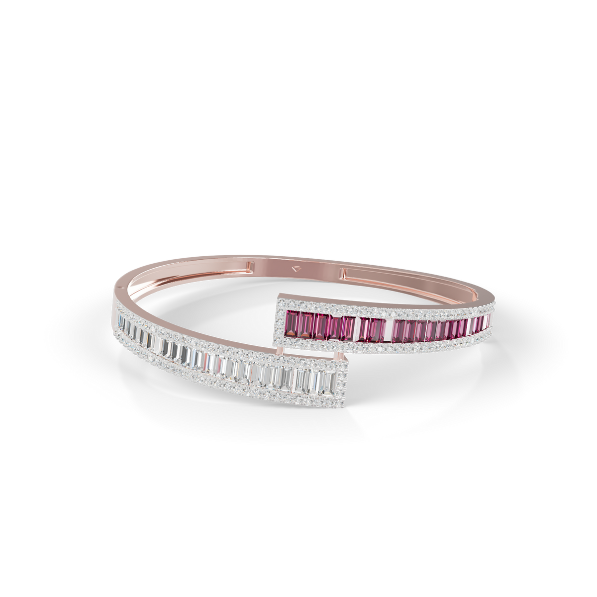 Guru Jewel's Round And Baguette Diamond Studded Fascinating Silver Bracelet For Her