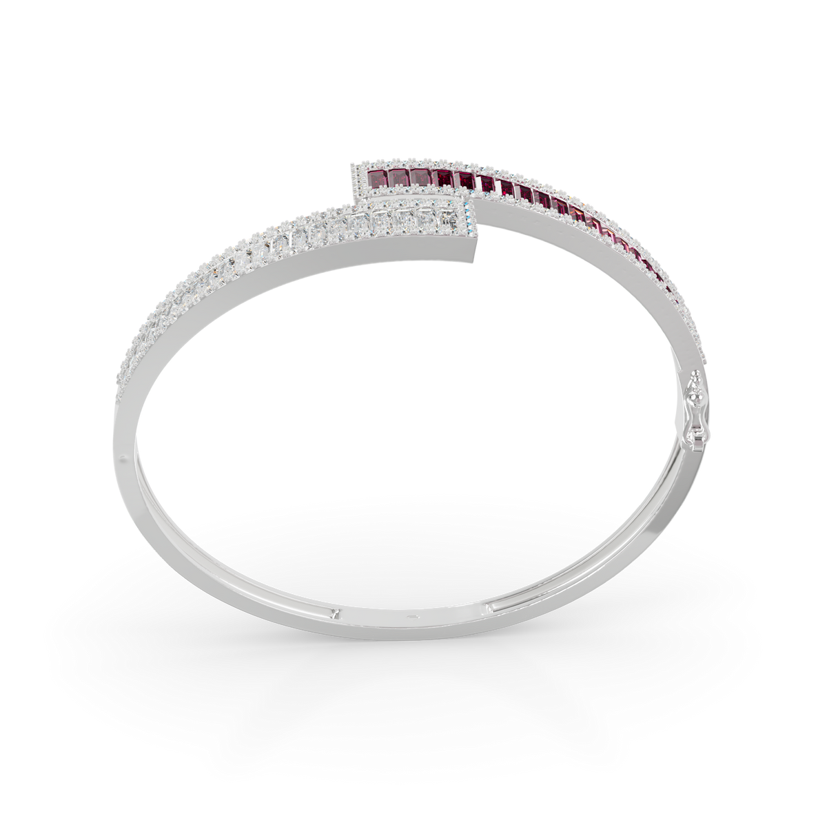 Guru Jewel's Round And Baguette Diamond Studded Fascinating Silver Bracelet For Her