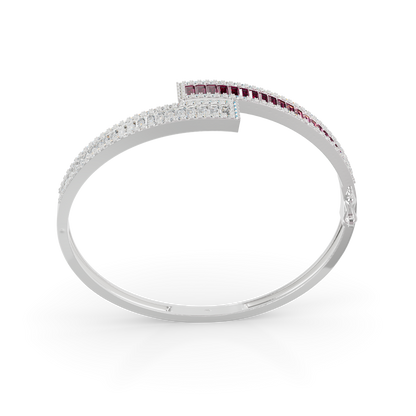 Guru Jewel's Round And Baguette Diamond Studded Fascinating Silver Bracelet For Her