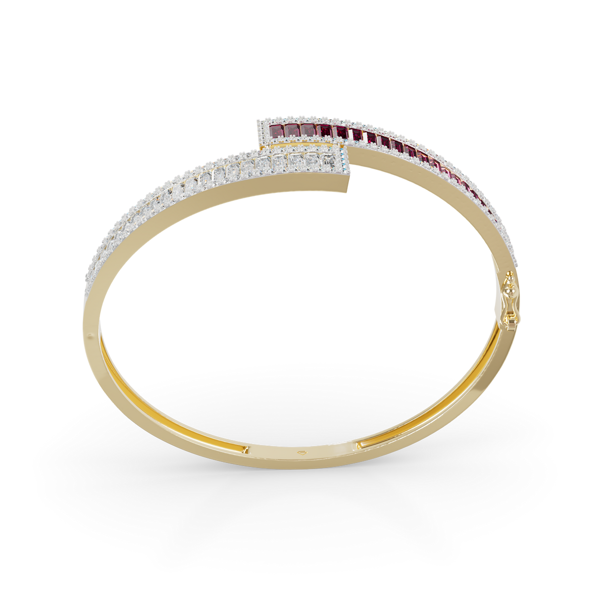 Guru Jewel's Round And Baguette Diamond Studded Fascinating Silver Bracelet For Her