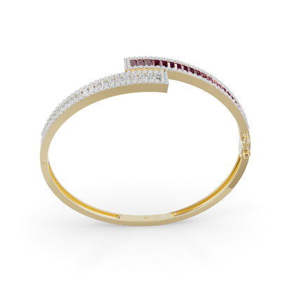 Guru Jewel's Round And Baguette Diamond Studded Fascinating Silver Bracelet For Her