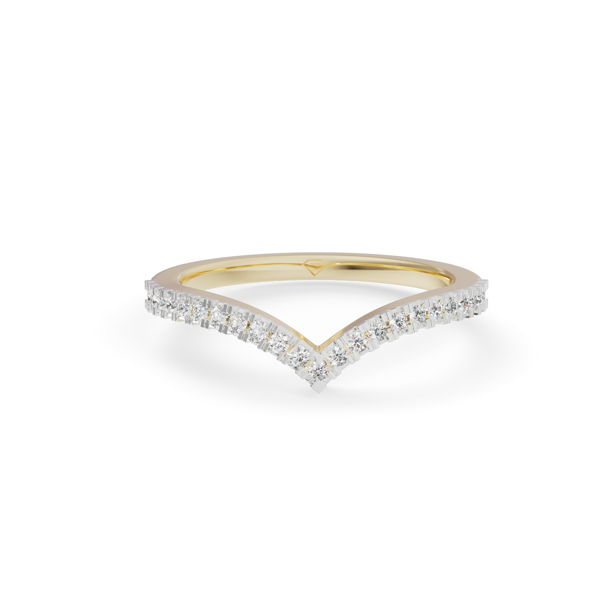 Guru Jewel's Radiant V-Shape Pave Contour Silver Ring for Her