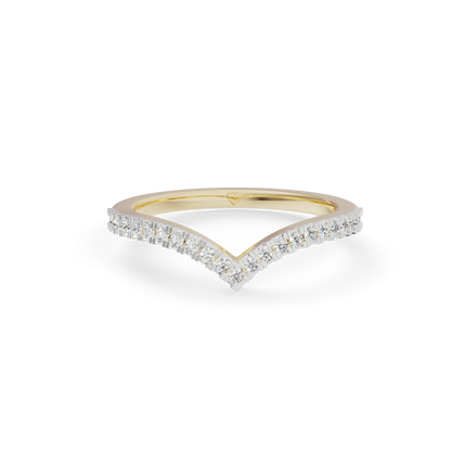 Guru Jewel's Radiant V-Shape Pave Contour Silver Ring for Her