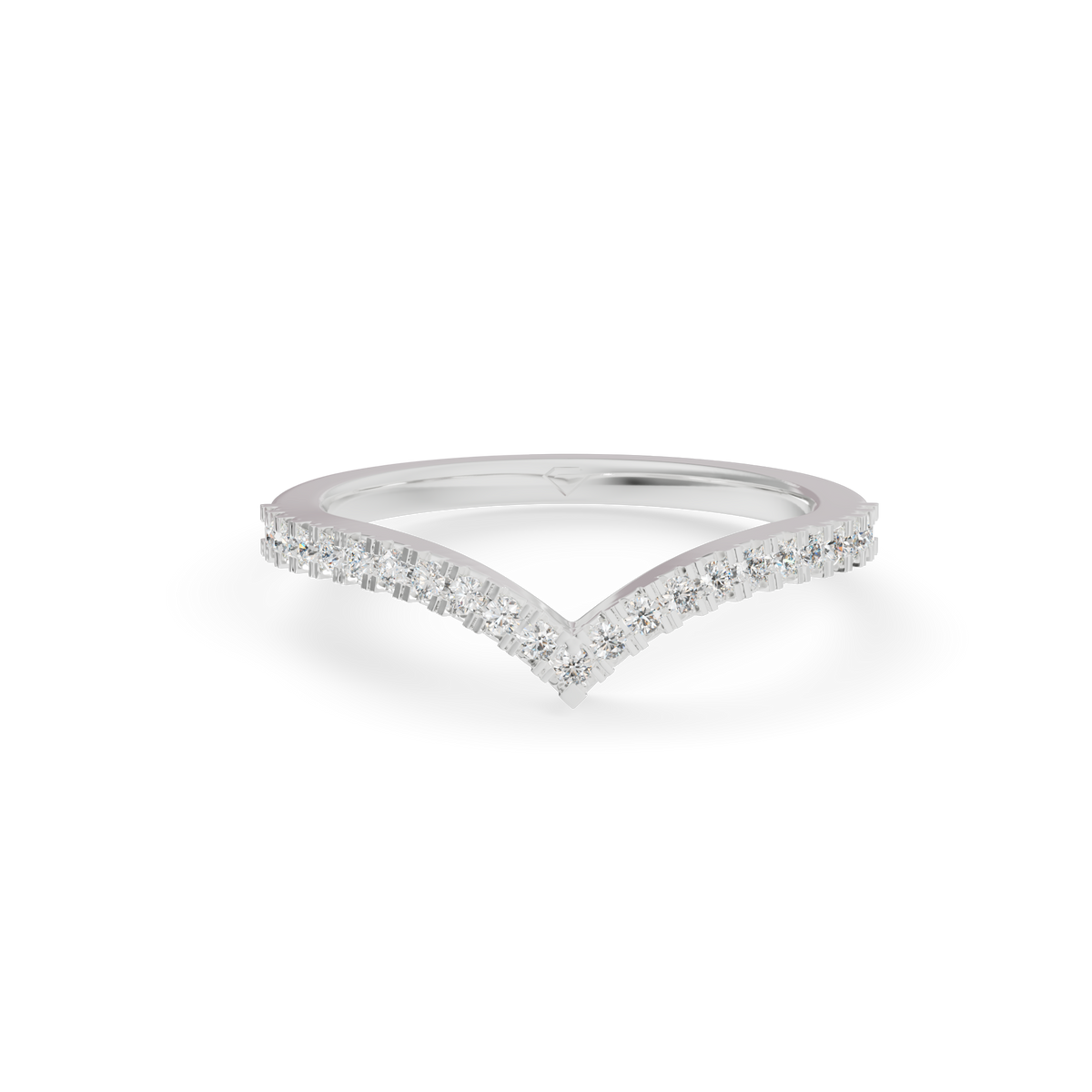 Guru Jewel's Radiant V-Shape Pave Contour Silver Ring for Her