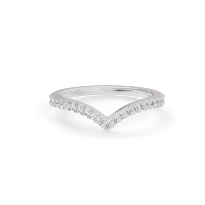 Guru Jewel's Radiant V-Shape Pave Contour Silver Ring for Her