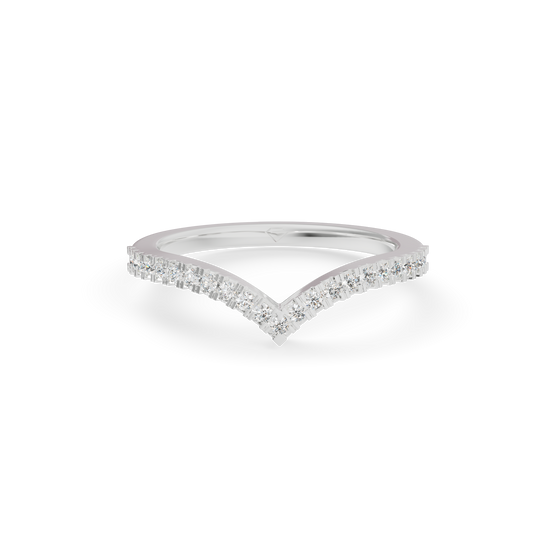 Guru Jewel's Radiant V-Shape Pave Contour Silver Ring for Her