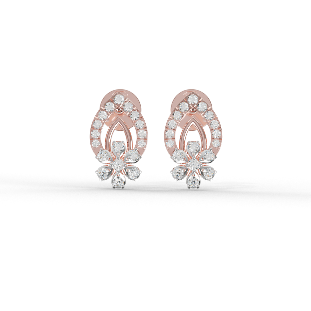 Guru Jewel's Radiant Pave-Set Teardrop Cluster Silver Earrings for Her