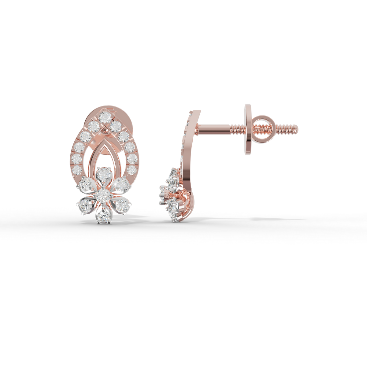 Guru Jewel's Radiant Pave-Set Teardrop Cluster Silver Earrings for Her