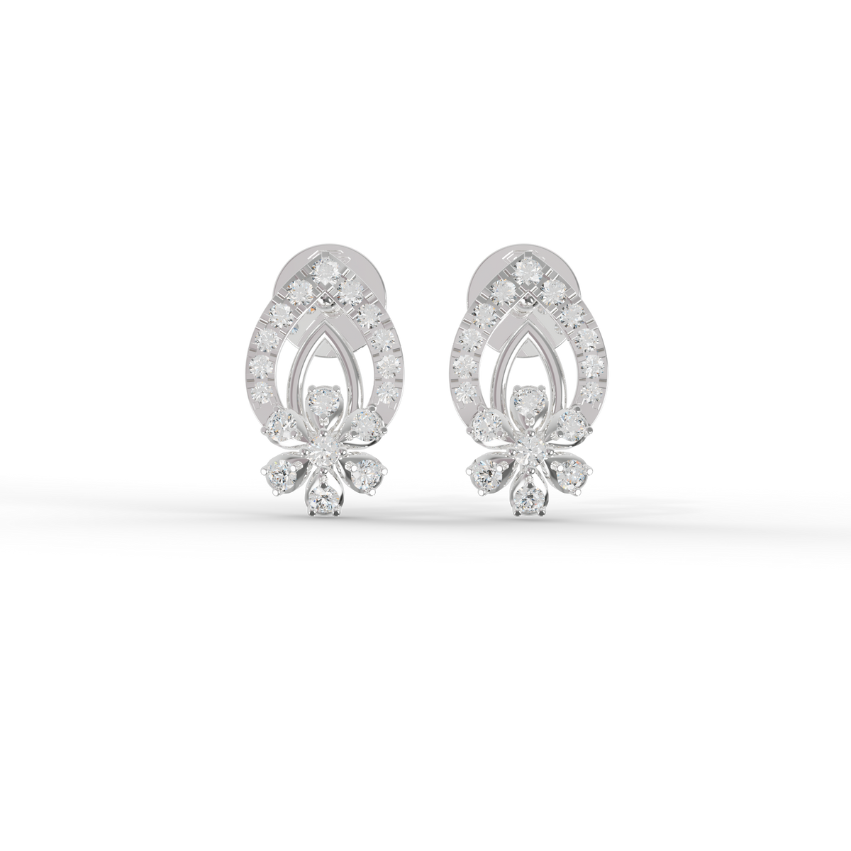 Guru Jewel's Radiant Pave-Set Teardrop Cluster Silver Earrings for Her