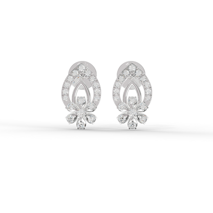 Guru Jewel's Radiant Pave-Set Teardrop Cluster Silver Earrings for Her