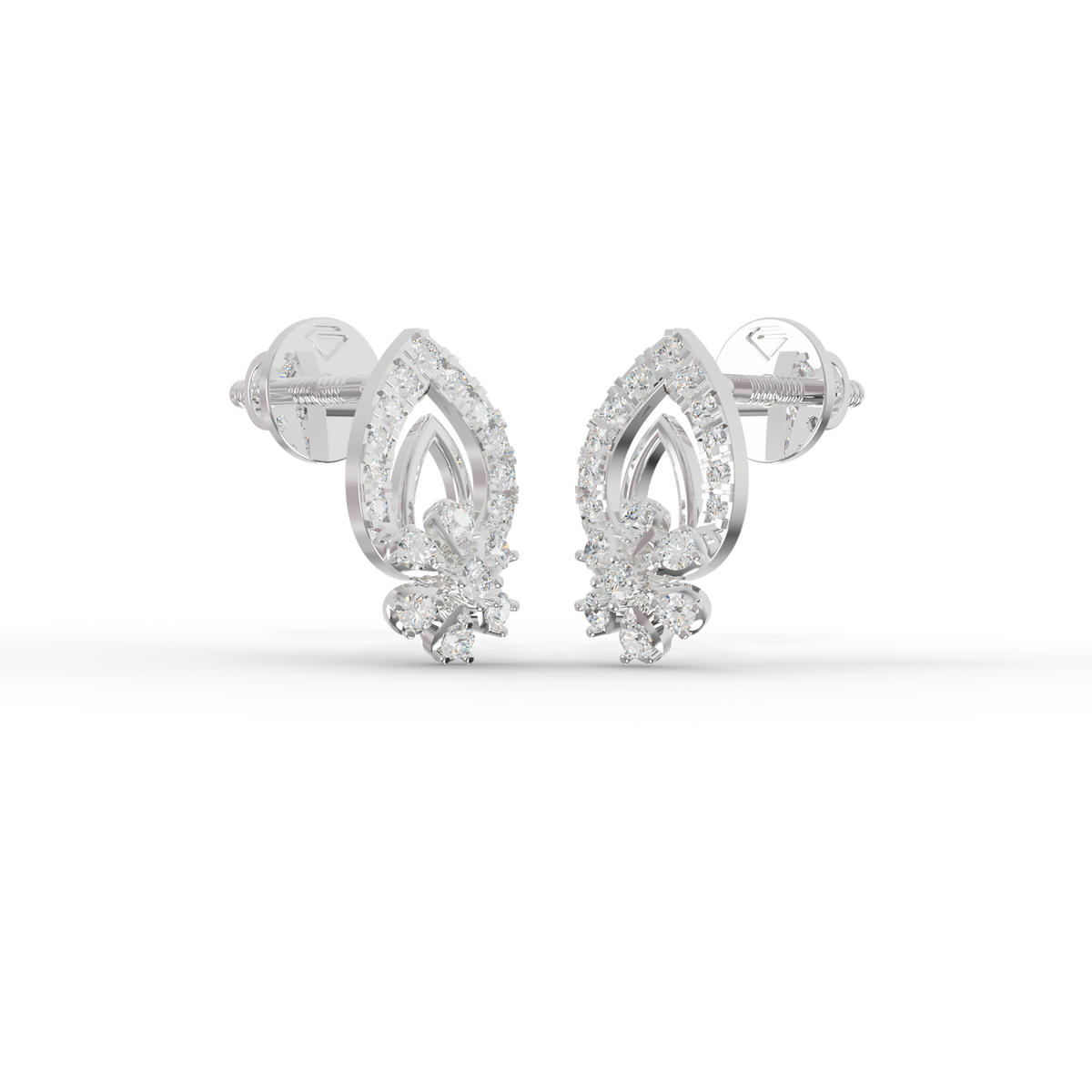Guru Jewel's Radiant Pave-Set Teardrop Cluster Silver Earrings for Her