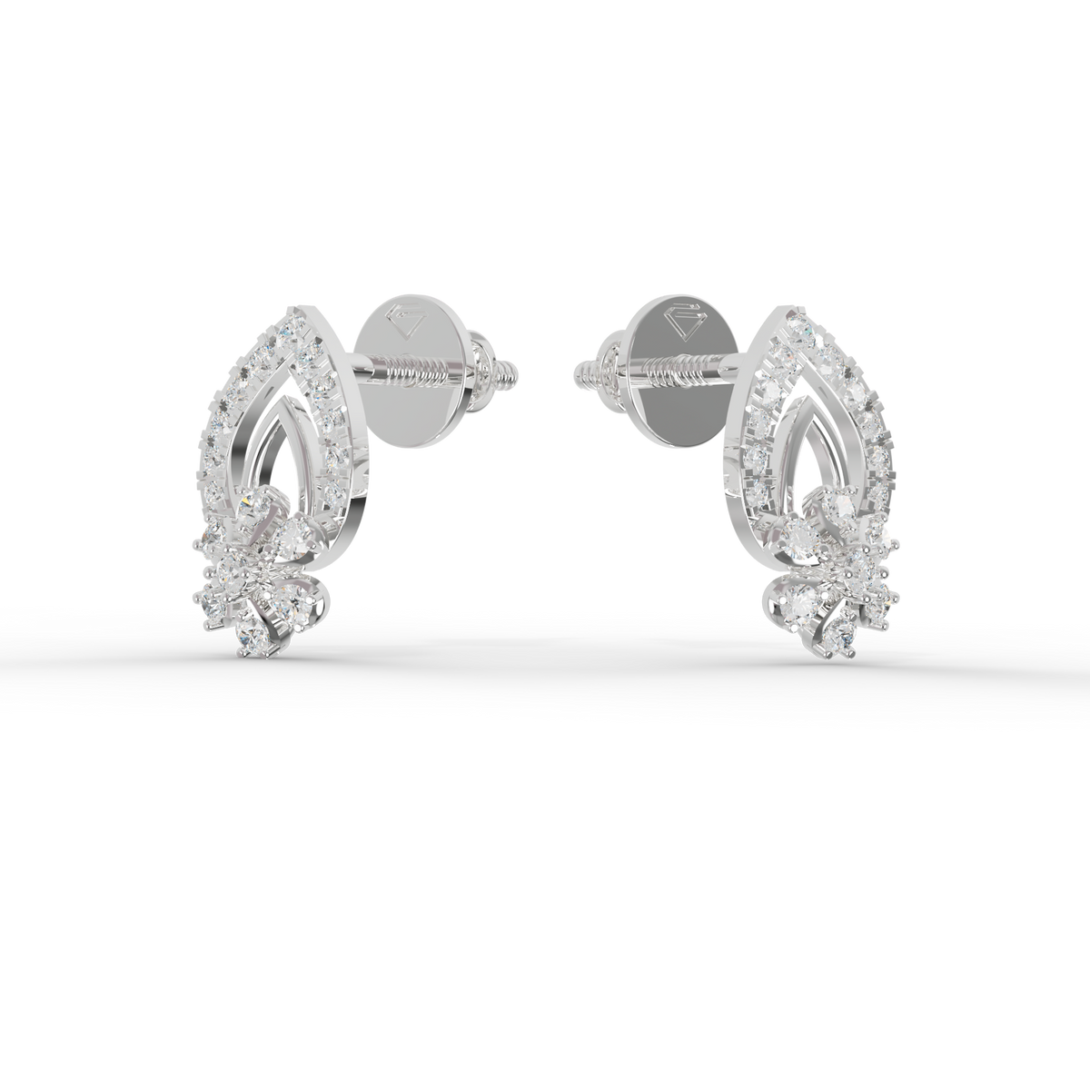 Guru Jewel's Radiant Pave-Set Teardrop Cluster Silver Earrings for Her