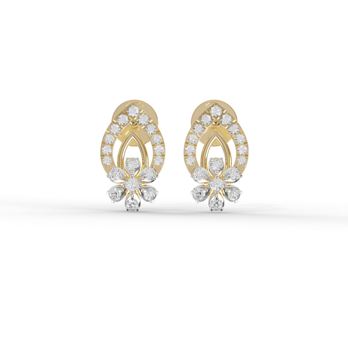 Guru Jewel's Radiant Pave-Set Teardrop Cluster Silver Earrings for Her