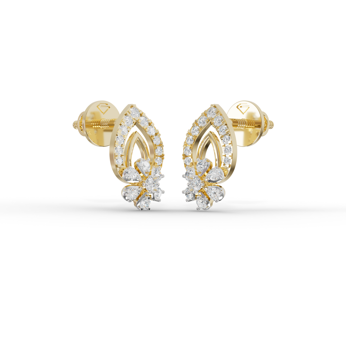 Guru Jewel's Radiant Pave-Set Teardrop Cluster Silver Earrings for Her