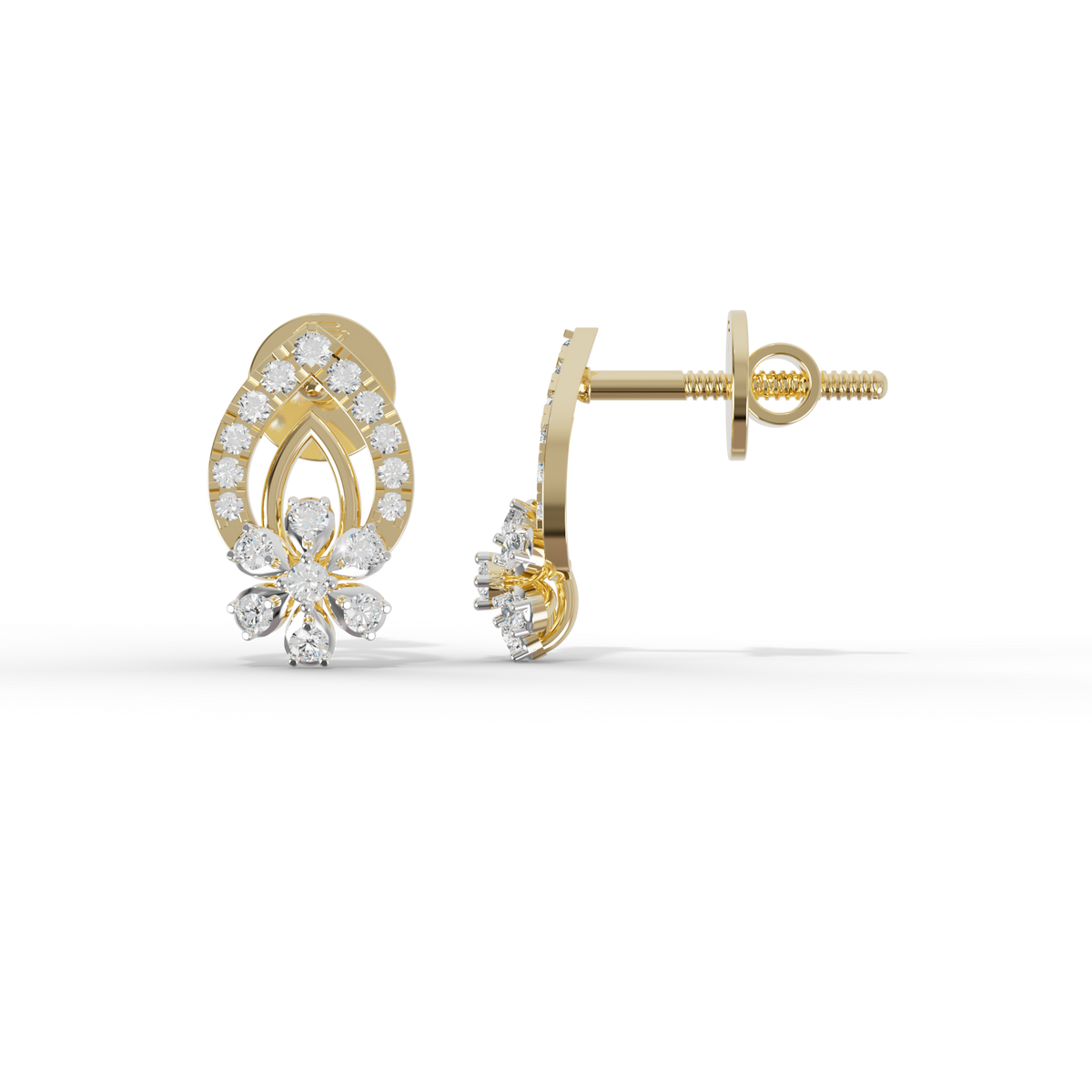 Guru Jewel's Radiant Pave-Set Teardrop Cluster Silver Earrings for Her