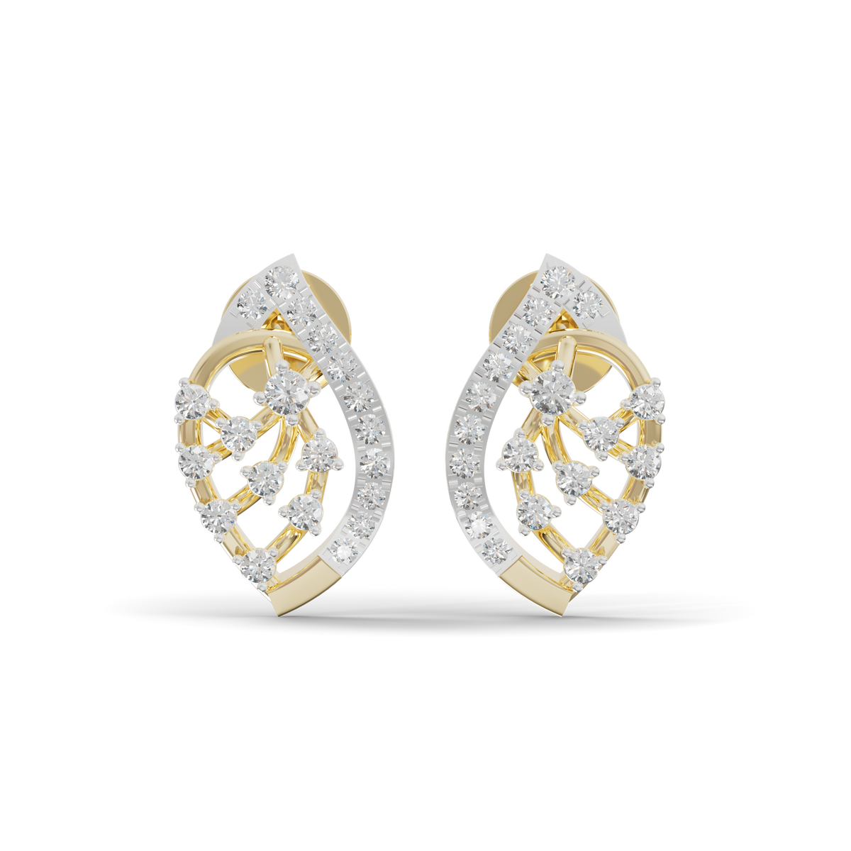 Guru Jewel's  Openwork Marquise Lattice Diamond Cluster Earrings for Her
