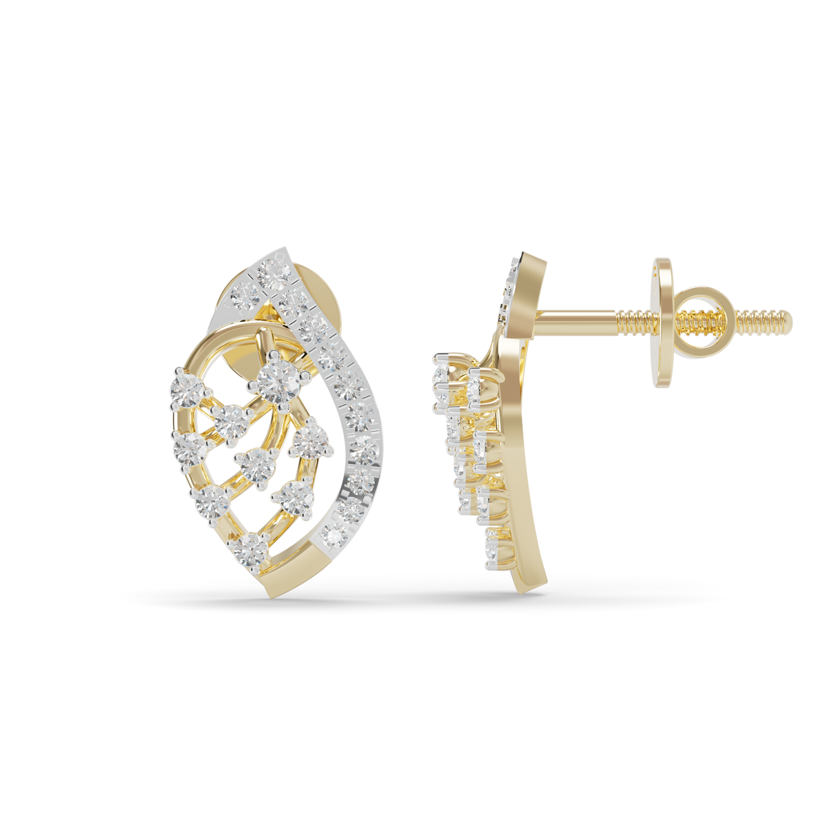 Guru Jewel's  Openwork Marquise Lattice Diamond Cluster Earrings for Her