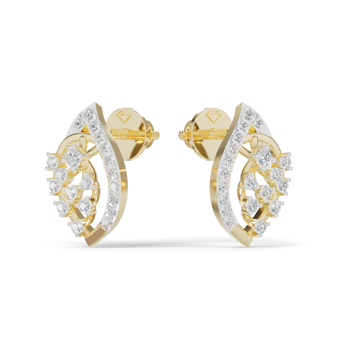 Guru Jewel's  Openwork Marquise Lattice Diamond Cluster Earrings for Her