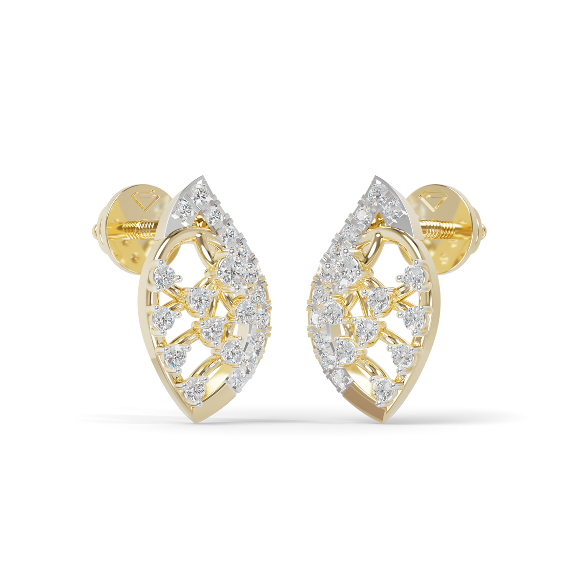 Guru Jewel's  Openwork Marquise Lattice Diamond Cluster Earrings for Her