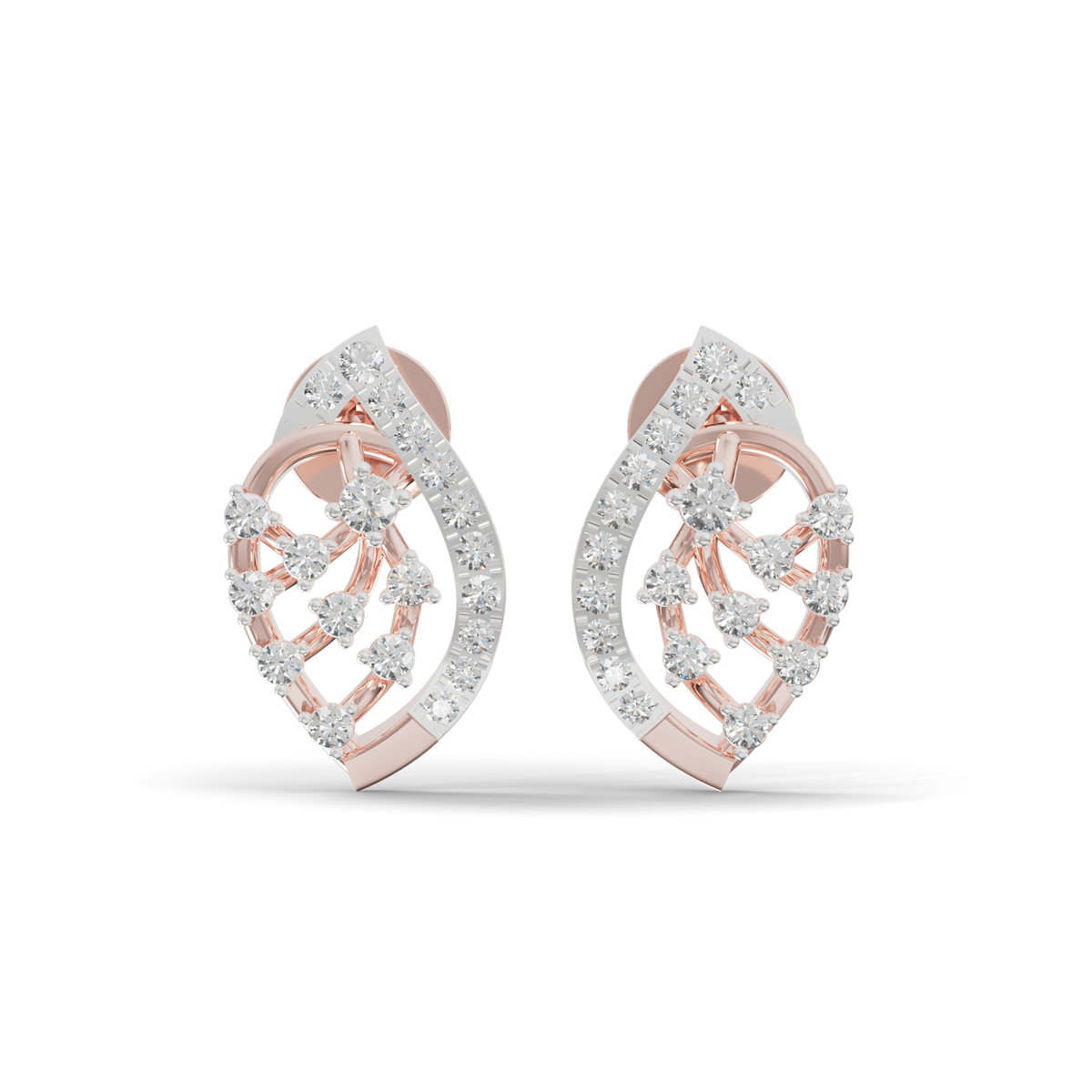 Guru Jewel's  Openwork Marquise Lattice Diamond Cluster Earrings for Her