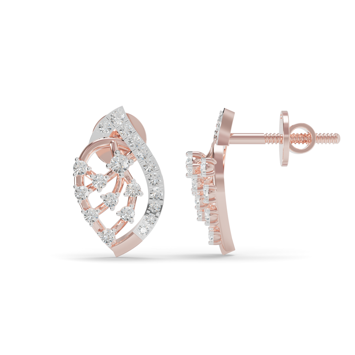 Guru Jewel's  Openwork Marquise Lattice Diamond Cluster Earrings for Her