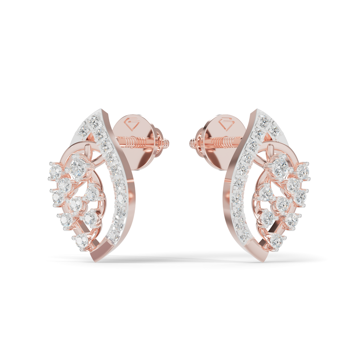 Guru Jewel's  Openwork Marquise Lattice Diamond Cluster Earrings for Her