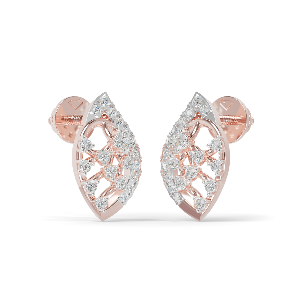 Guru Jewel's  Openwork Marquise Lattice Diamond Cluster Earrings for Her