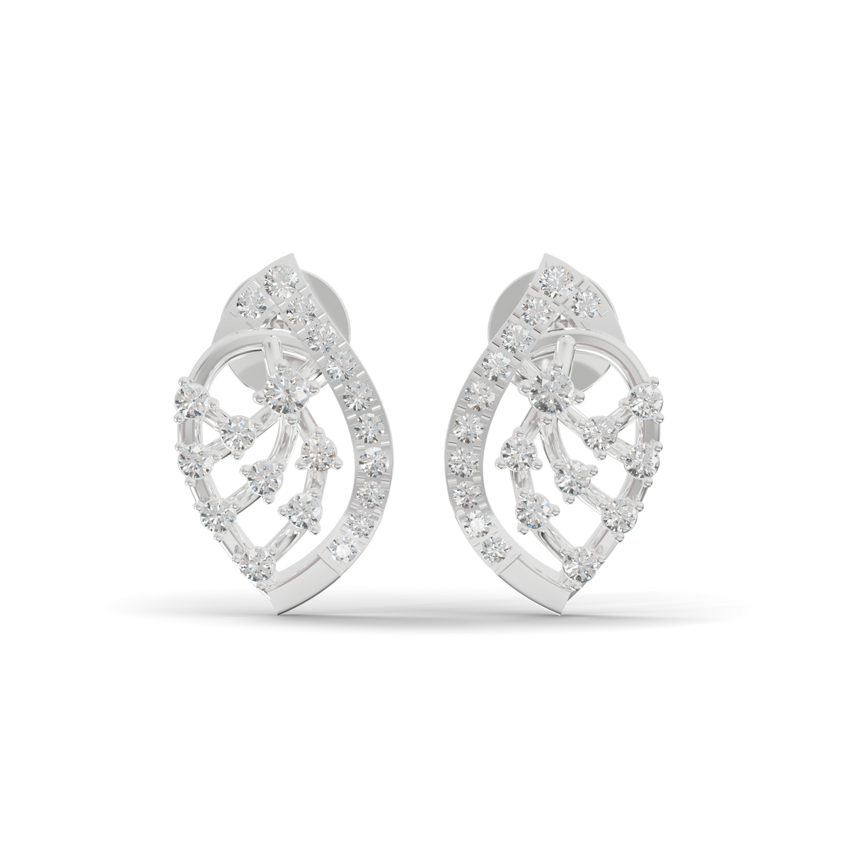 Guru Jewel's  Openwork Marquise Lattice Diamond Cluster Earrings for Her