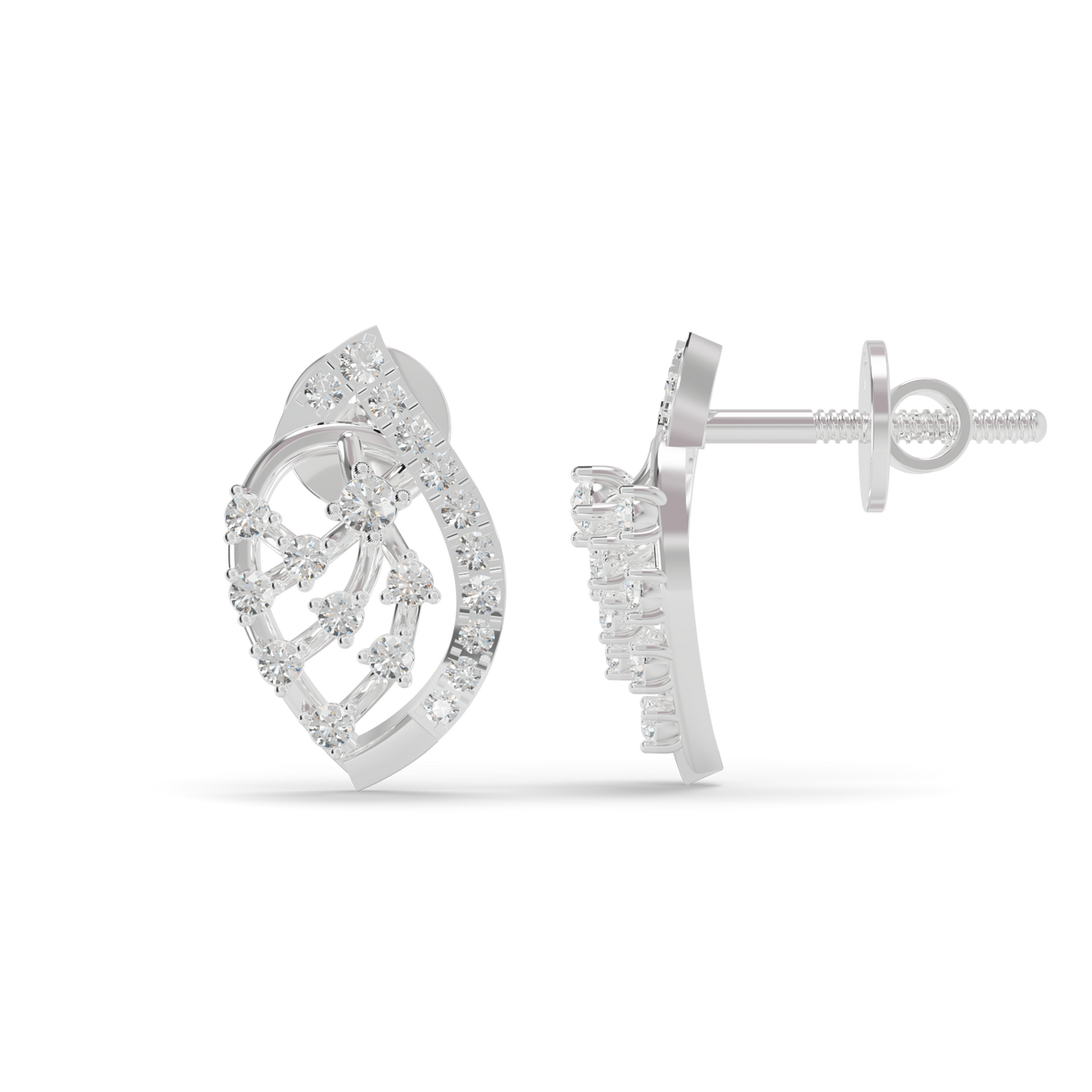 Guru Jewel's  Openwork Marquise Lattice Diamond Cluster Earrings for Her