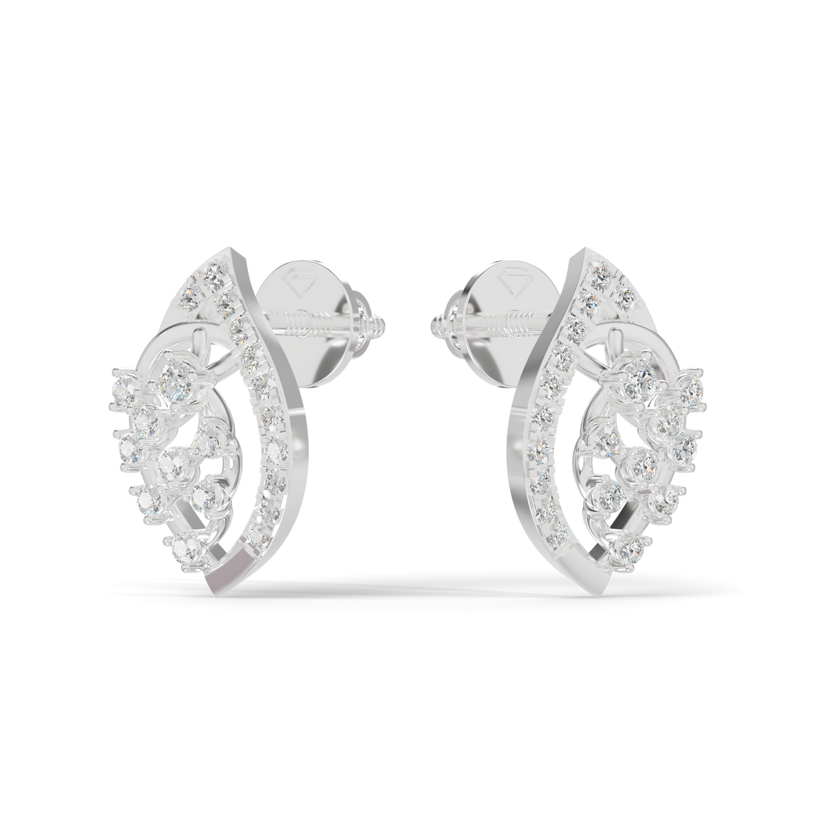 Guru Jewel's  Openwork Marquise Lattice Diamond Cluster Earrings for Her