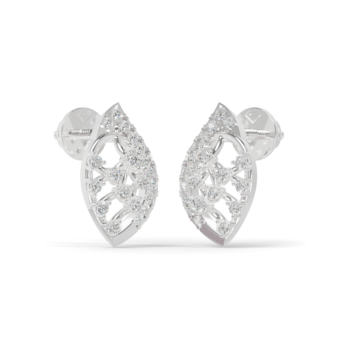 Guru Jewel's  Openwork Marquise Lattice Diamond Cluster Earrings for Her