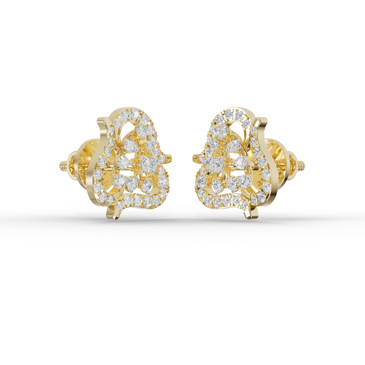 Guru Jewel's Swirling Frame and Triangular Cluster Diamond Earrings for Her